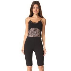 NWT Vatanika Black Stretch Crepe Lace Playsuit Romper in Black Size 6